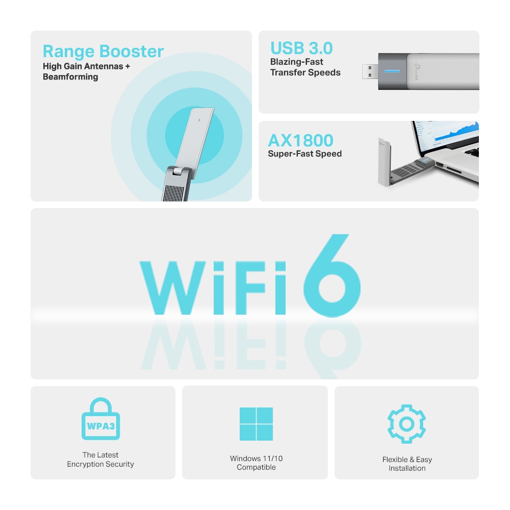 TP-LINK AX1800 HIGH GAIN WIRELESS USB ADAPTER thumbnail 3