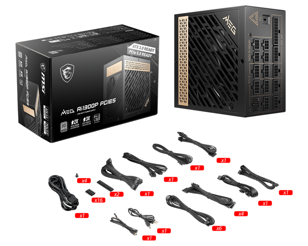 MSI MEG Ai1300P 1300W PCIE5 80+ PLATINUM thumbnail 2