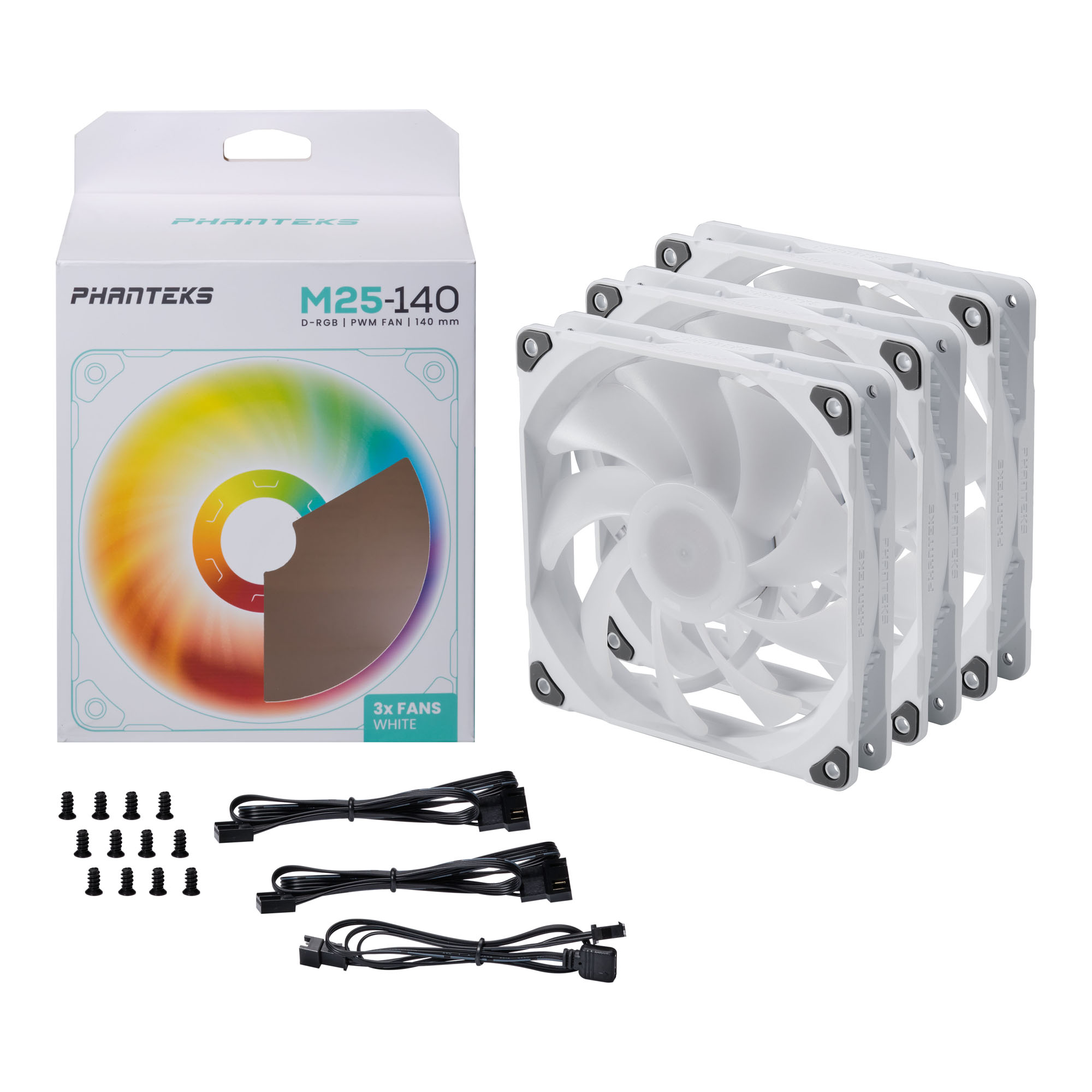 M25 140MM PWM FAN DRGB WHITE 3PACKS