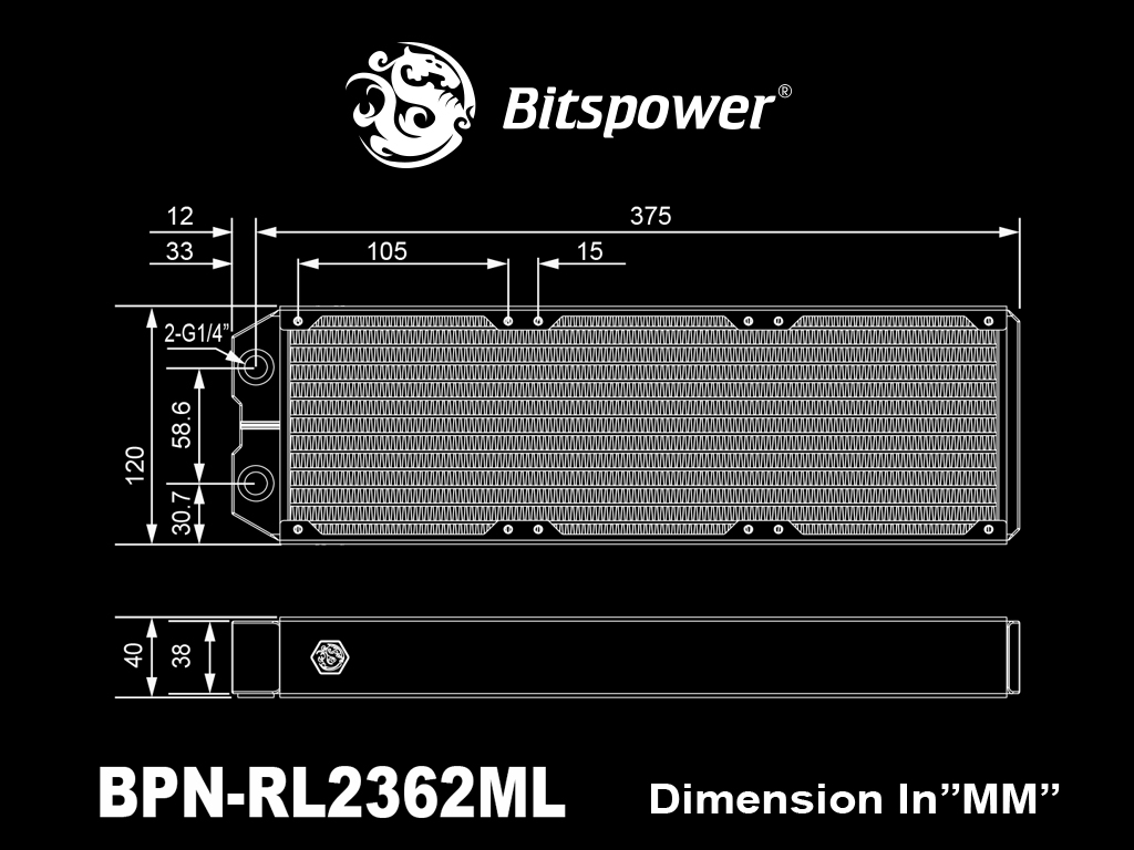 BITSPOWER LEVIATHAN II 360 RADIATOR W/SINGLE WAVE FINS 40MM thumbnail 4