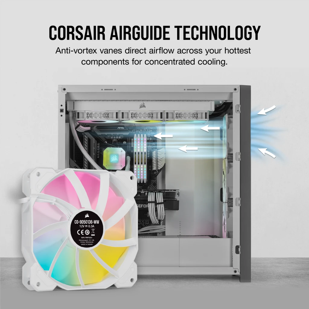 CORSAIR SP120 RGB ELITE WHITE (3-PACK) thumbnail 3