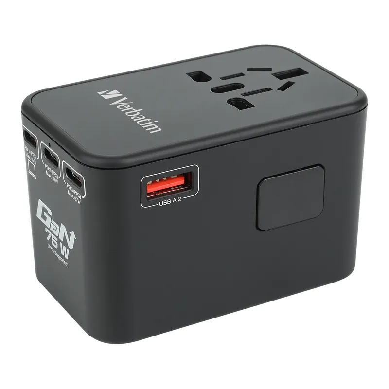 VERBATIM 5 Port 75W PD 3.0 & QC 3.0 GaN  通用旅行轉插(黑色) thumbnail 2