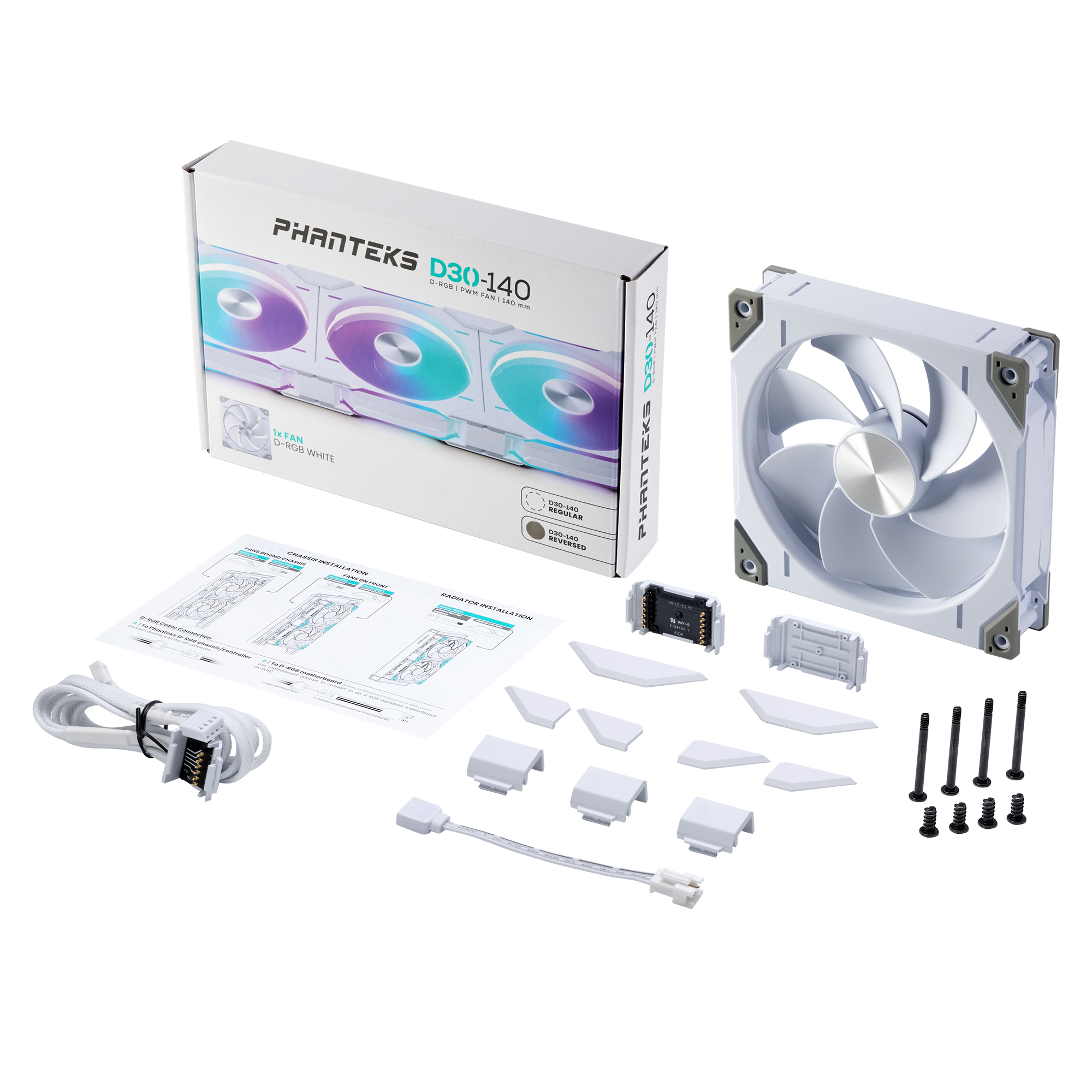 PHANTEKS D30 140MM PWM FAN REVERSE DRGB WHITE (1-PACK) thumbnail 9
