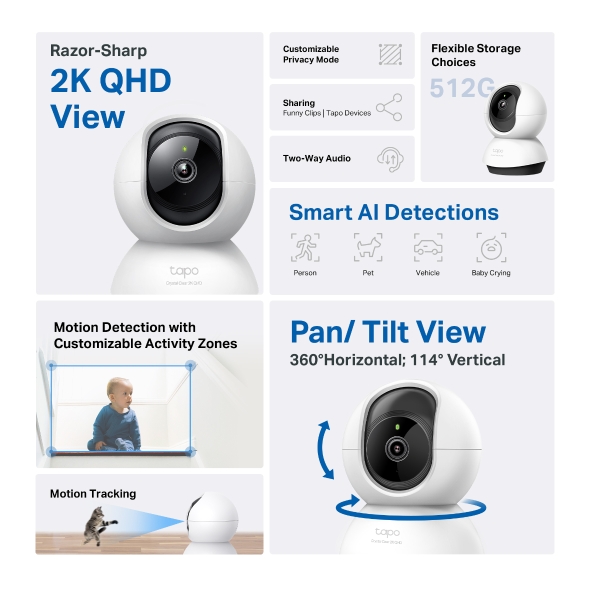 TP-LINK Tapo C220 2K QHD Pan/Tilt AI Home Security thumbnail 2