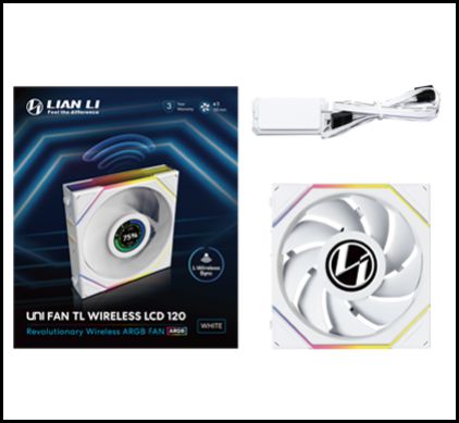 LIAN LI 120MM UNI FAN 12TL LCD WIRELESS WHITE (1PACK) thumbnail 3