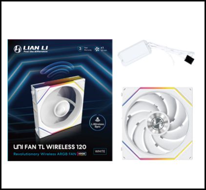 LIAN LI 120MM UNI FAN 12TL LED WIRELESS WHITE (1PACK) thumbnail 4