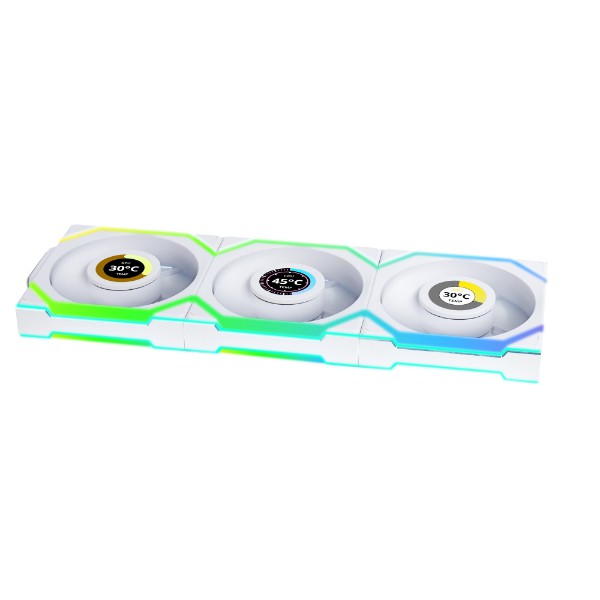 LIAN LI 120MM UNI FAN R12SL LCD REVERSE WIRELESS WH(3PACK) thumbnail 5