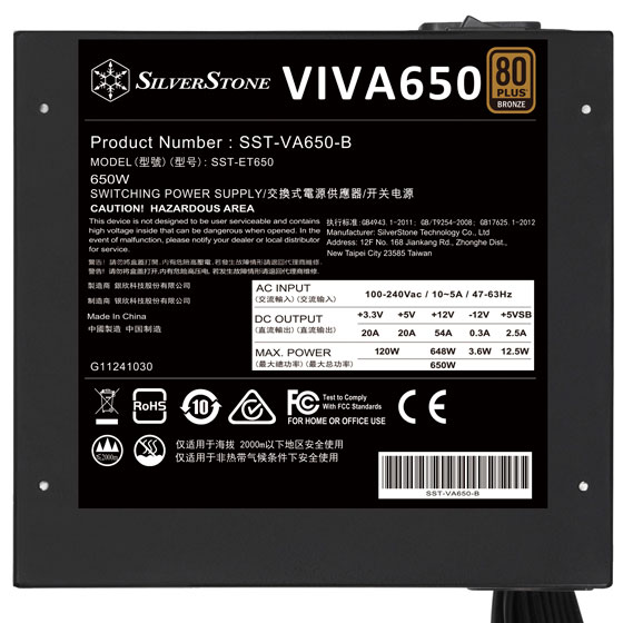 SILVERSTONE VIVA650 650W 80PLUS BRONZE thumbnail 7