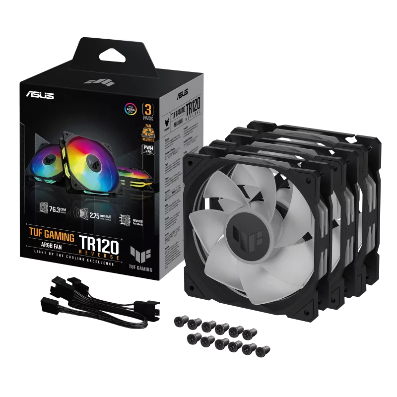 ASUS TUF GAMING TR120 ARGB REVERSE FAN 3IN1 BLACK thumbnail 12