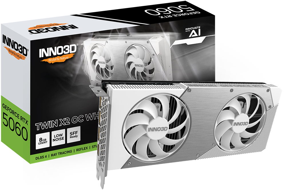 INNO 3D RTX5060 X2 OC 8GB GDDR7 WHITE thumbnail 2