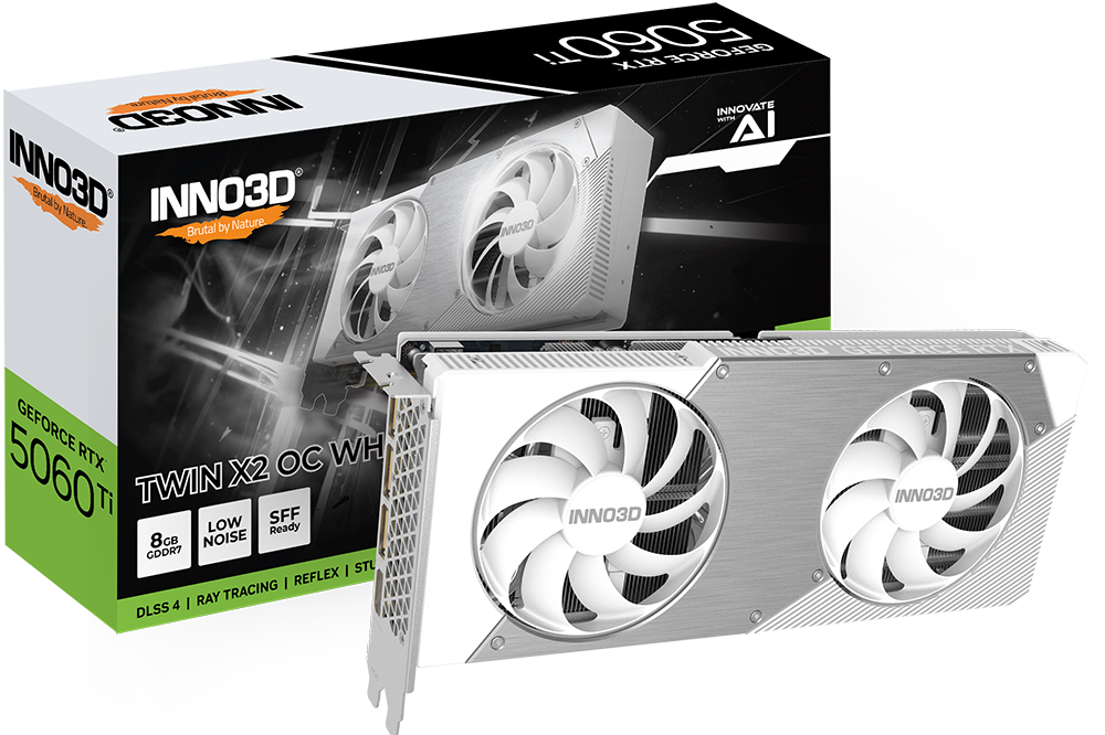 INNO 3D RTX5060TI X2 OC 8GB GDDR7 WHITE thumbnail 2
