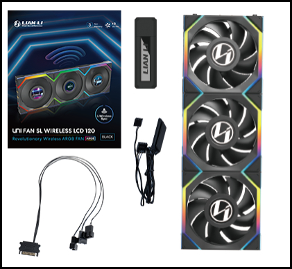 120MM UNI FAN 12SL LCD WIRELESS BLACK (3PACK)