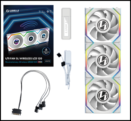 120MM UNI FAN 12SL LCD WIRELESS WHITE (3PACK)