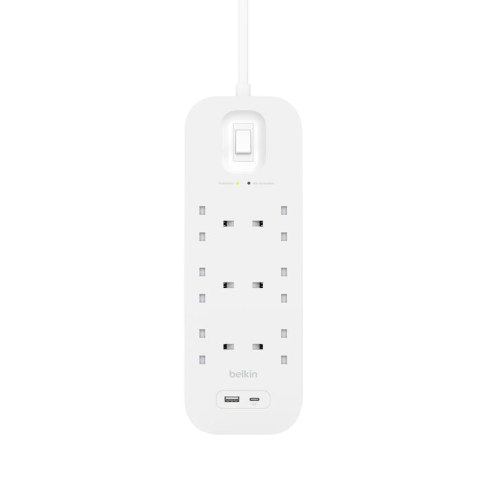BELKIN 6 位防雷保護拖板 ( 1 x USB-C 及 1 x USB-A ) thumbnail 2