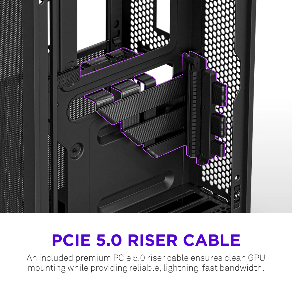 NZXT H2 FLOW MINI-ITX CASE W/PCIE5.0 RISER CABLE BLACK thumbnail 9