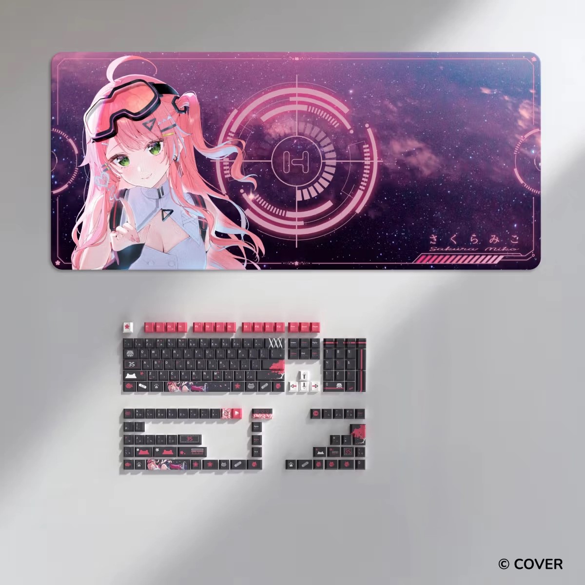 HYTE Sakura Miko Keycap Set and Desk Pad Bundle(BLACK)